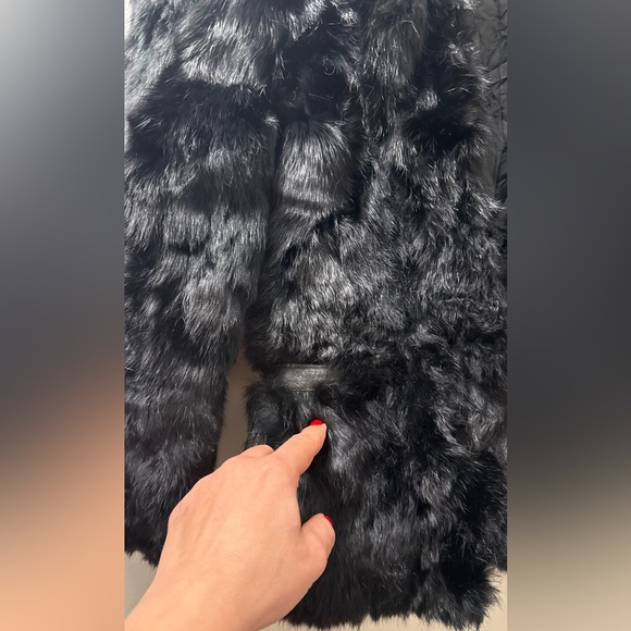Black Rabbit Fur Jacket - Picture 6 of 7